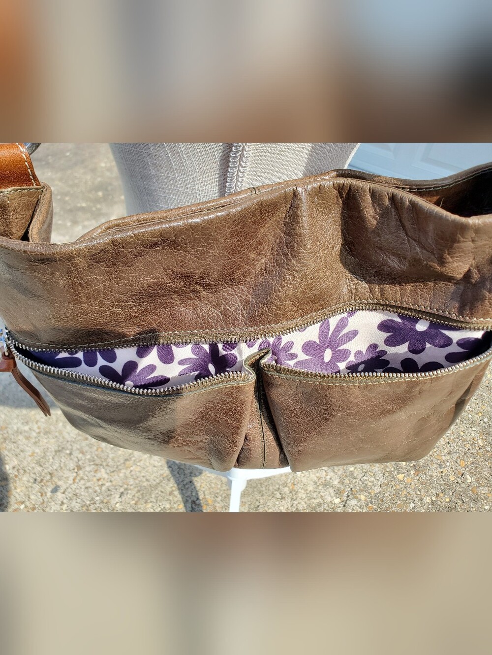 Nino Bossi Genuine Leather Brown Shoulder Bag Multi-Pocket Organizer EUC - Picture 13 of 14